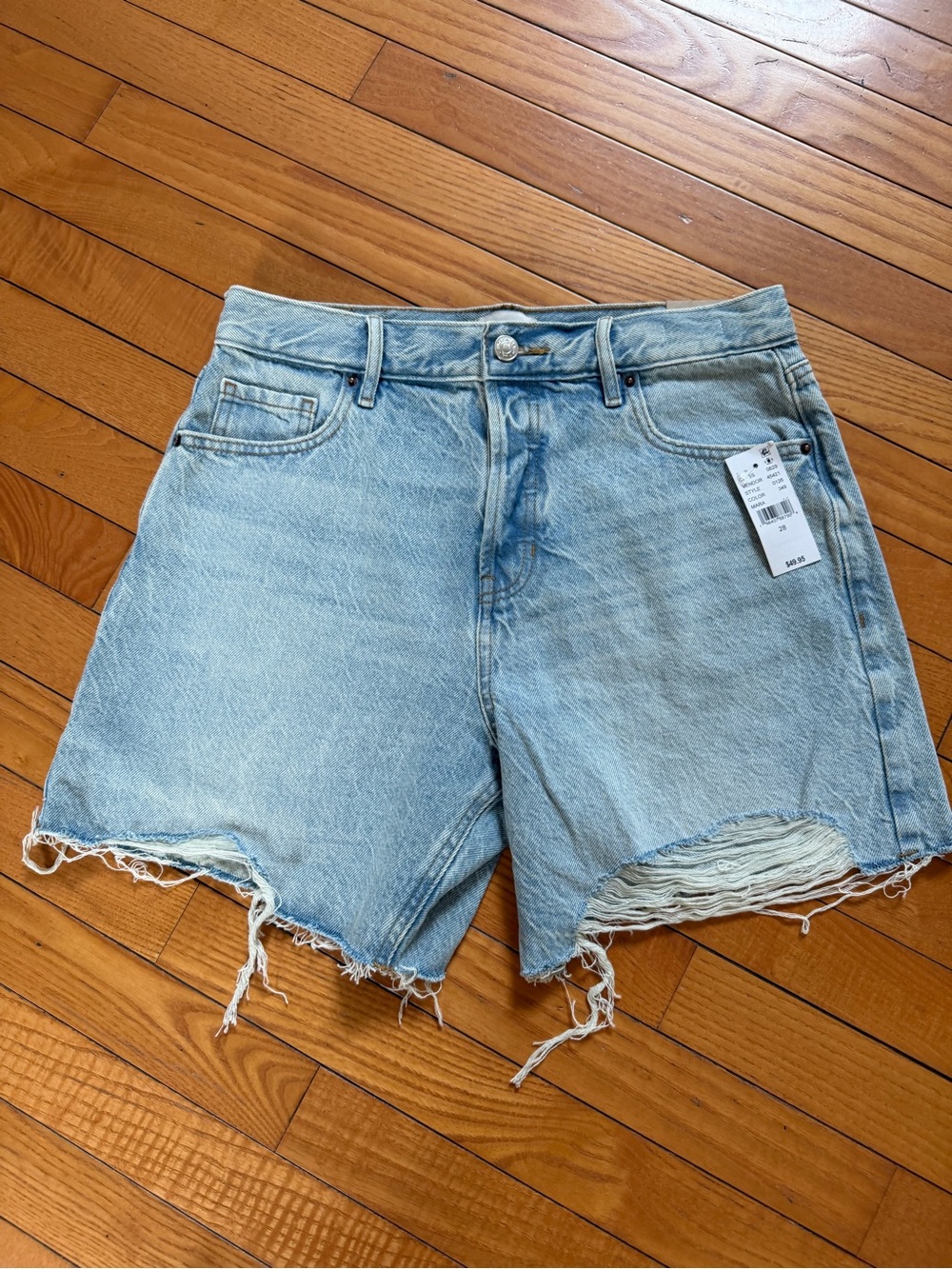 PacSun Light Blue Distressed Denim Cutoff Shorts size 28 NWT